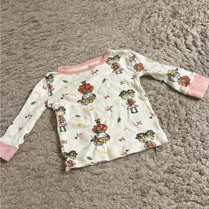 Koala Kids Cream Girl with Coffee Floral Pink Lace Trim Shirt - 12 months